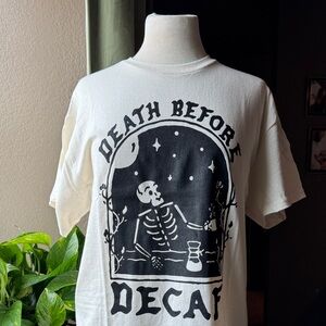 SAMPLE: Parker Goods Death Before Decaf Screen Printed Graphic Tee